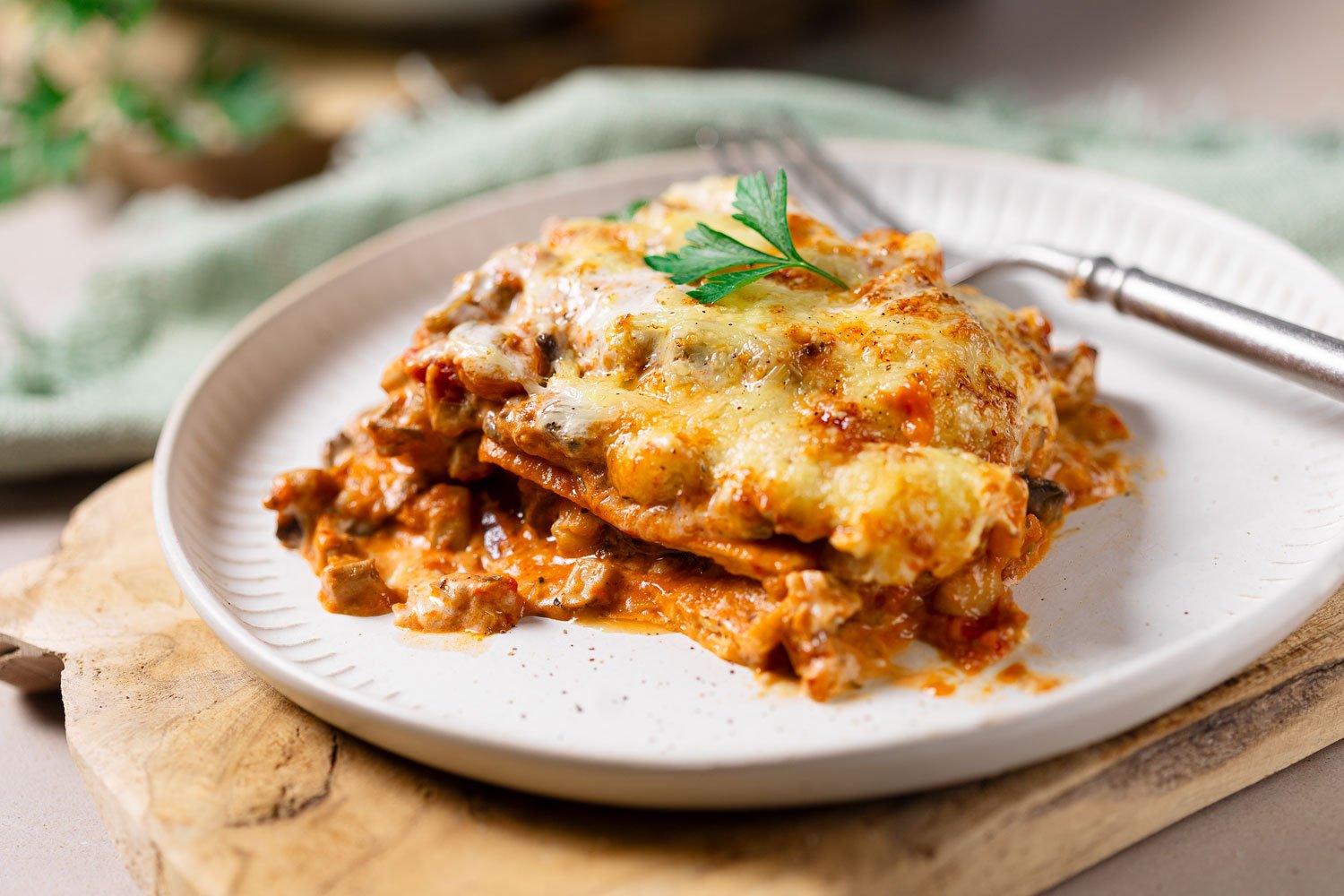 Low Carb Pilzlasagne mit Mozzarellanudeln